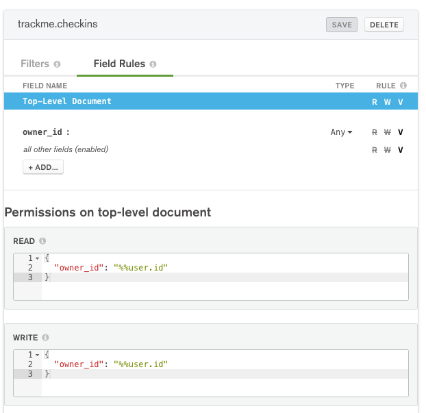 Defining a MongoDB Stitch write rule
