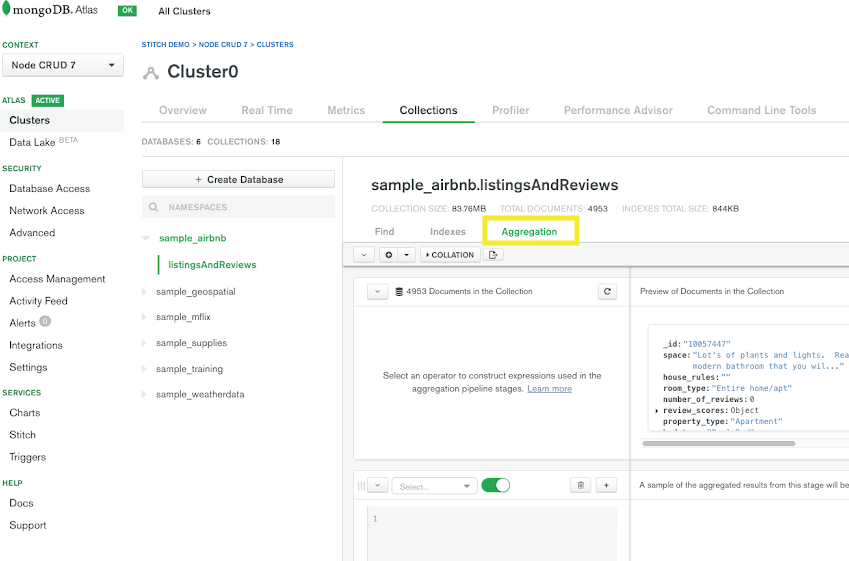 The Aggregation Pipeline Builder in Atlas