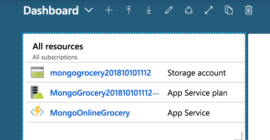 Portal showing App Service