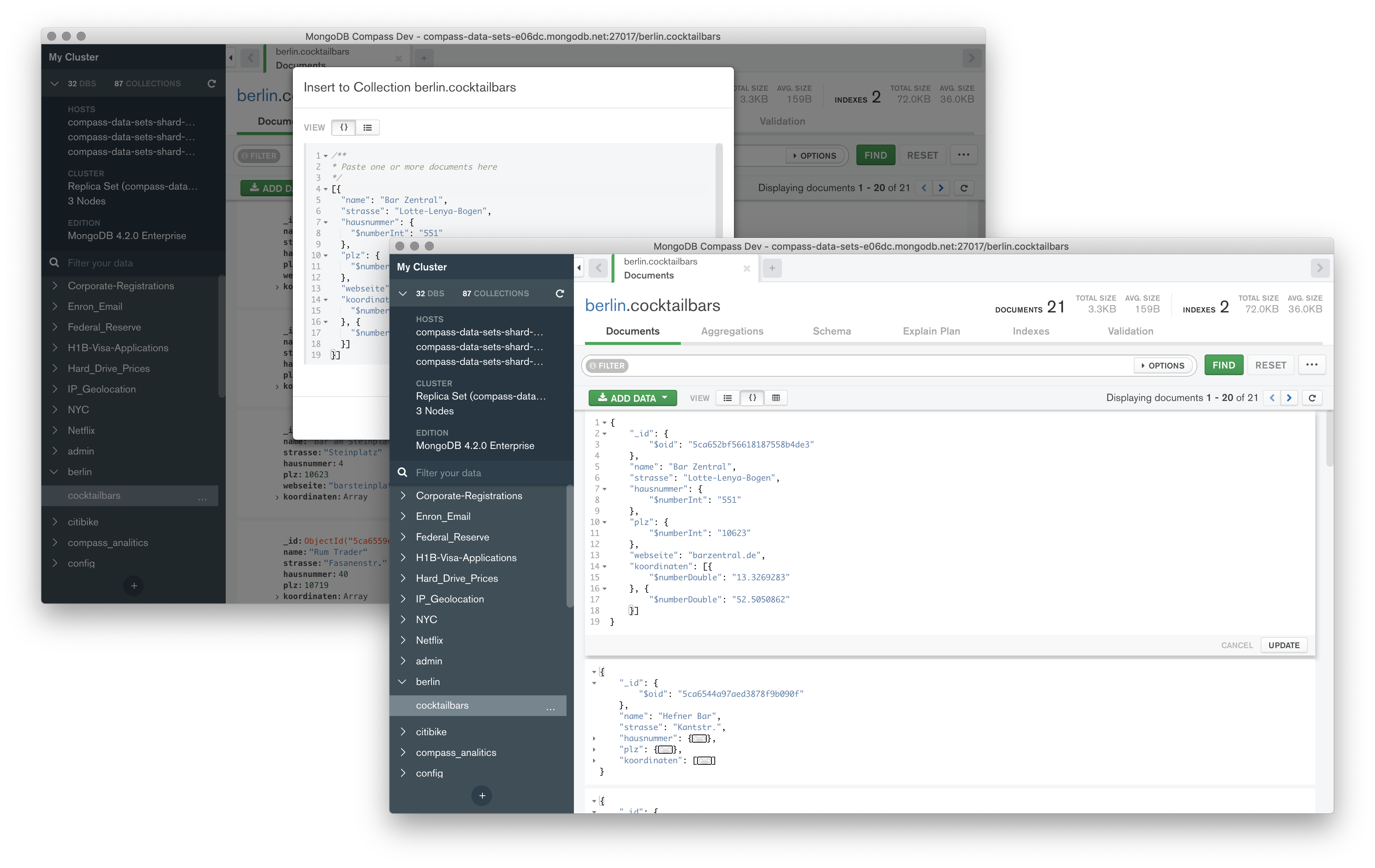 export collection mongodb compass