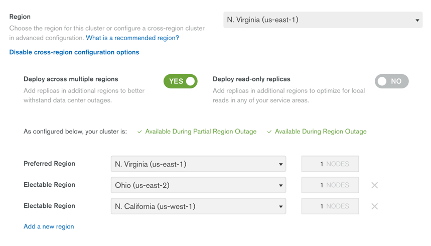 Cross-region configuration example one