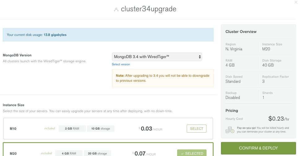 Cluster 3.4 upgrade