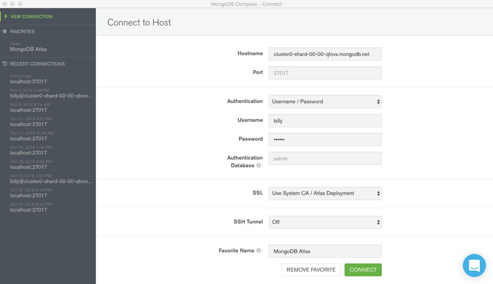 Connect MongoDB Compass to database