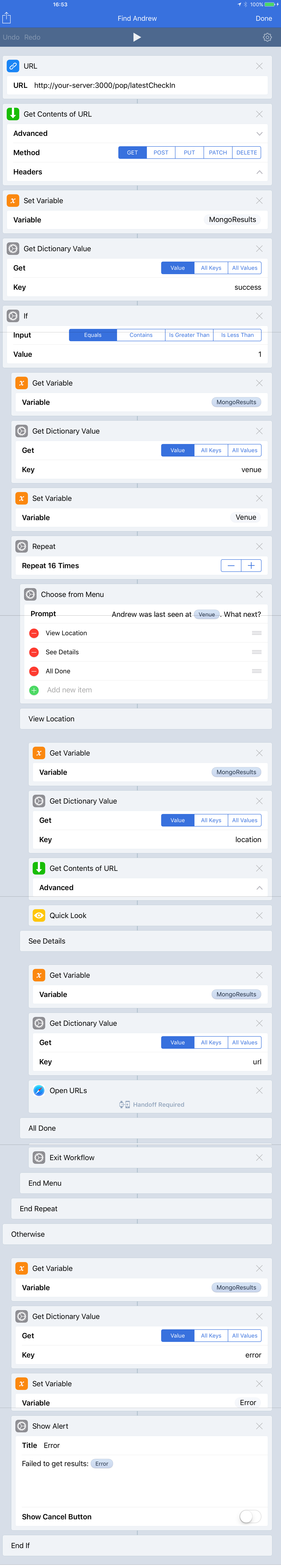 Find the latest check-in using REST API using Apple Watch