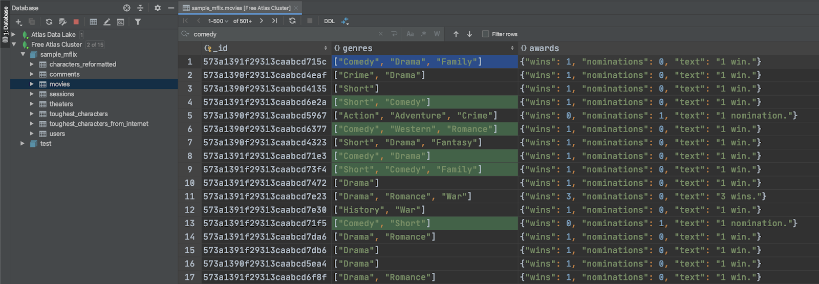 datagrip user parameters