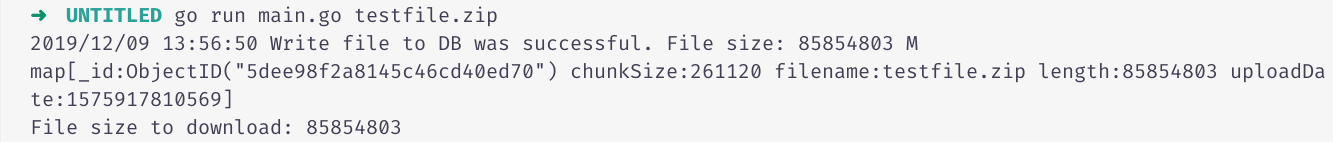 Go GridFS sample script run command