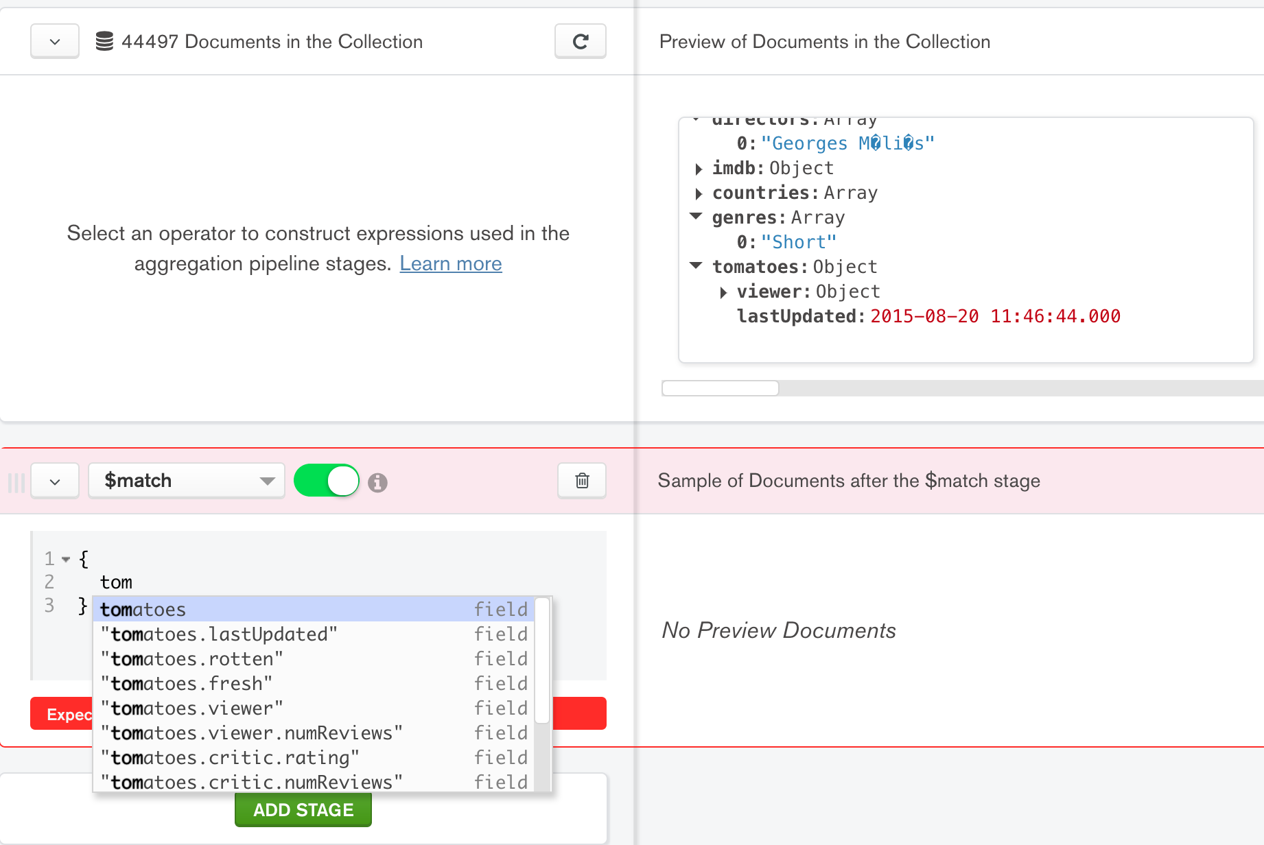 mongodb compass aggregation