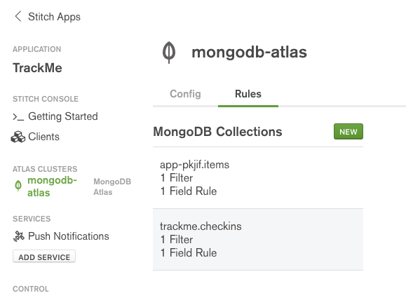 MongoDB Stitch - select collection