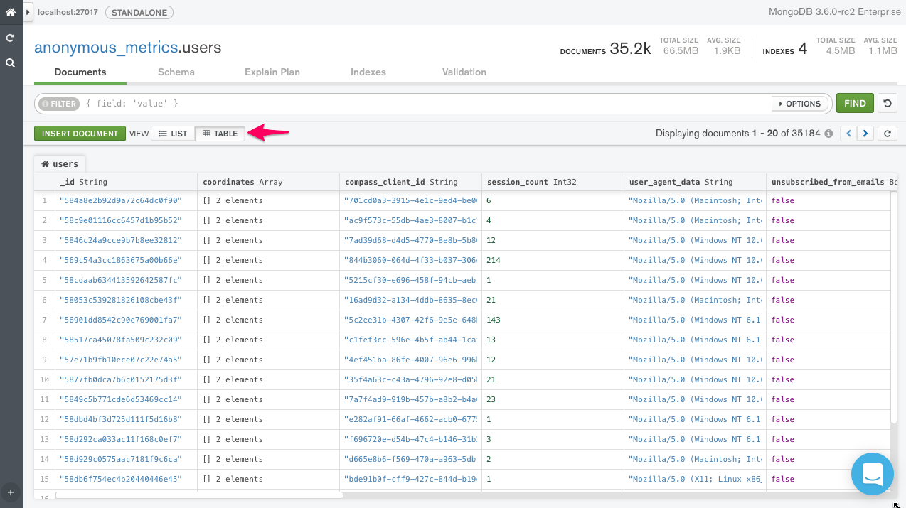 mongodb compass update query