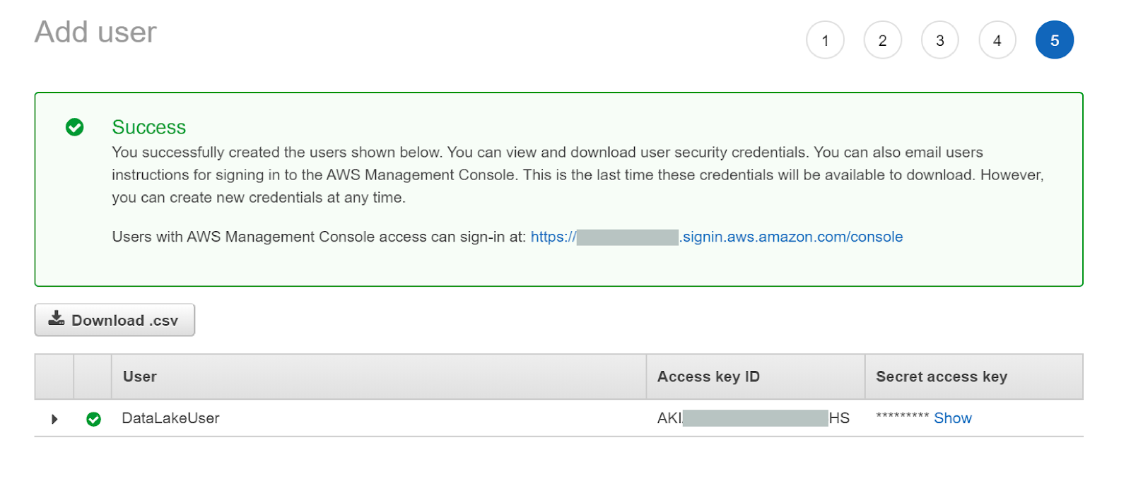 Access and Secret Key Information