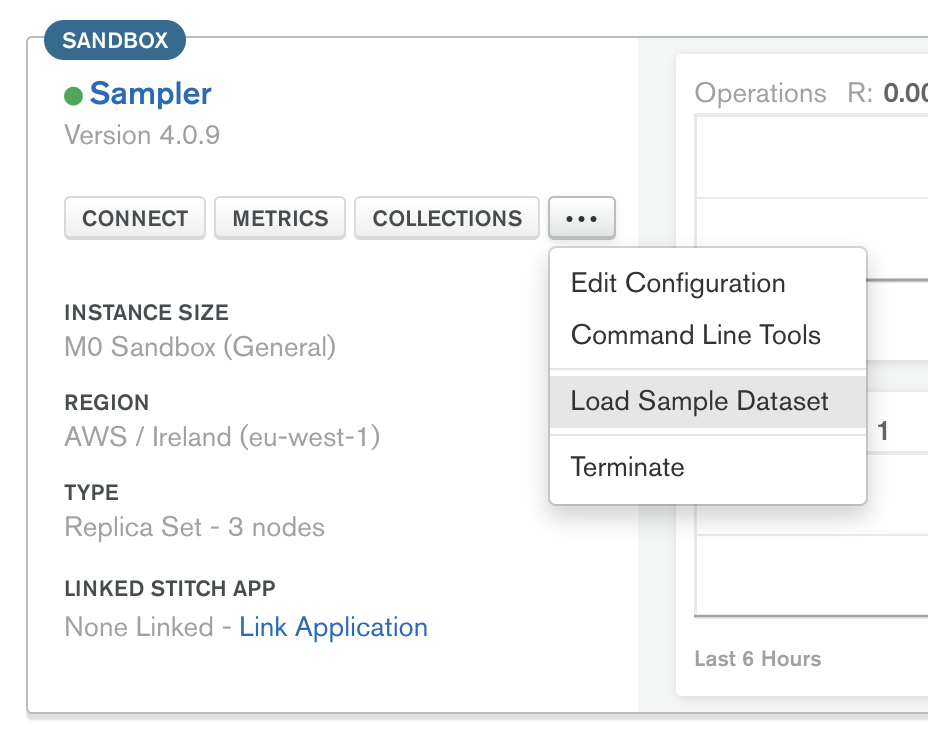 Screenshot of the Load Sample Data menu item