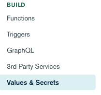 Values & Secrets Menu