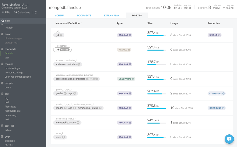 mongodb compass sort