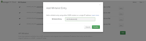 MongoDB Atlas API Whitelisting